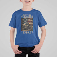 Route Highway 66 Turns 100 I Turn 70 T Shirt For Kid Vintage 1956 American Motorcycle Lover 70th Birthday Gift
