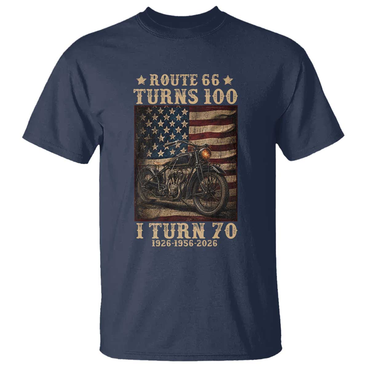 Route Highway 66 Turns 100 I Turn 70 T Shirt Vintage 1956 American Motorcycle Lover 70th Birthday Gift