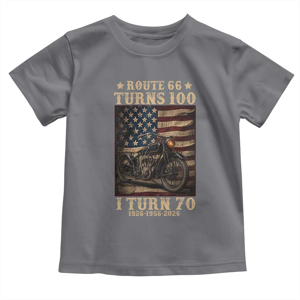 Route Highway 66 Turns 100 I Turn 70 Toddler T Shirt Vintage 1956 American Motorcycle Lover 70th Birthday Gift