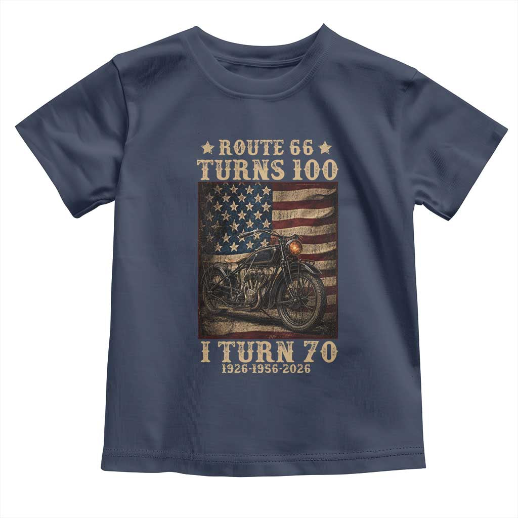 Route Highway 66 Turns 100 I Turn 70 Toddler T Shirt Vintage 1956 American Motorcycle Lover 70th Birthday Gift