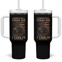 Route Highway 66 Turns 100 I Turn 70 Tumbler With Handle Vintage 1956 American Motorcycle Lover 70th Birthday Gift