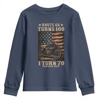 Route Highway 66 Turns 100 I Turn 70 Youth Sweatshirt Vintage 1956 American Motorcycle Lover 70th Birthday Gift