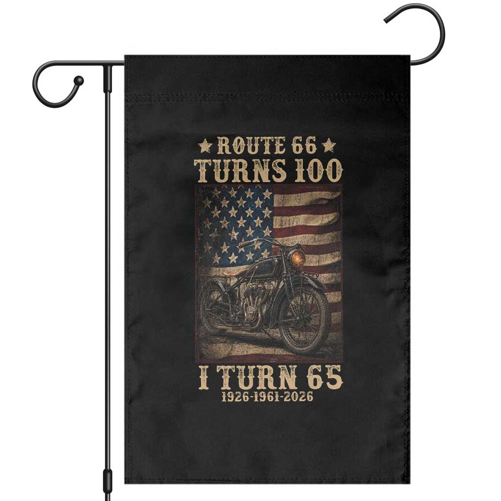 Route Highway 66 Turns 100 I Turn 65 Garden Flag Vintage 1961 American Motorcycle Lover 65th Birthday Gift