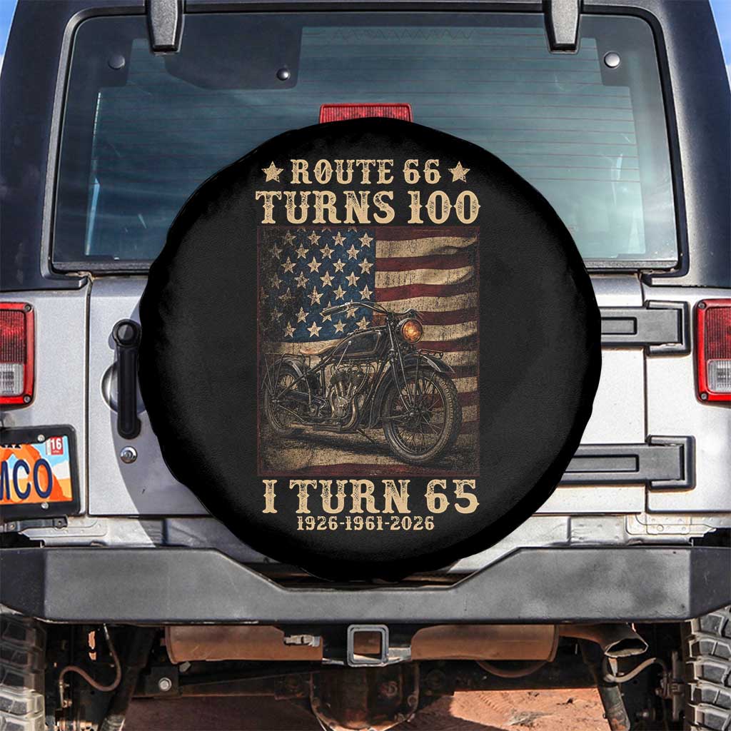 Route Highway 66 Turns 100 I Turn 65 Spare Tire Cover Vintage 1961 American Motorcycle Lover 65th Birthday Gift