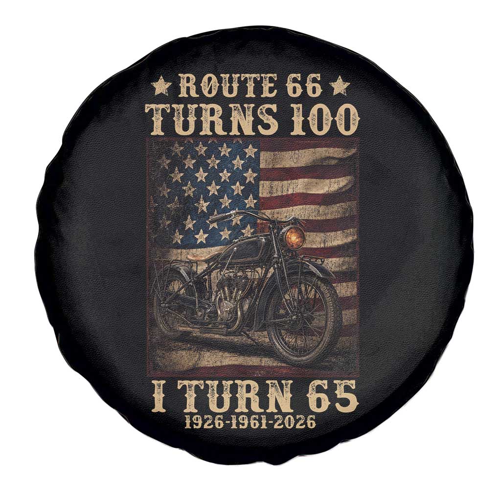 Route Highway 66 Turns 100 I Turn 65 Spare Tire Cover Vintage 1961 American Motorcycle Lover 65th Birthday Gift