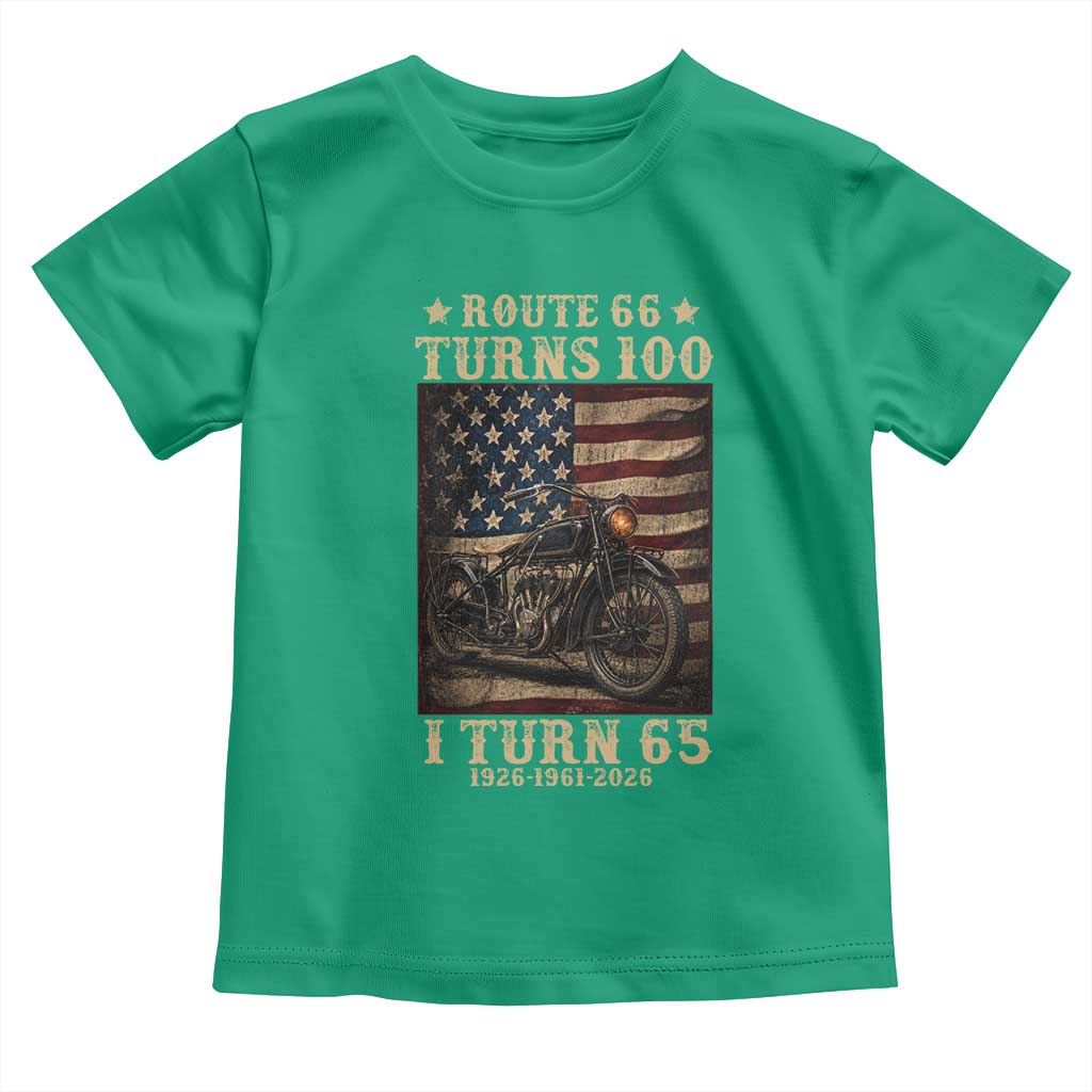 Route Highway 66 Turns 100 I Turn 65 Toddler T Shirt Vintage 1961 American Motorcycle Lover 65th Birthday Gift