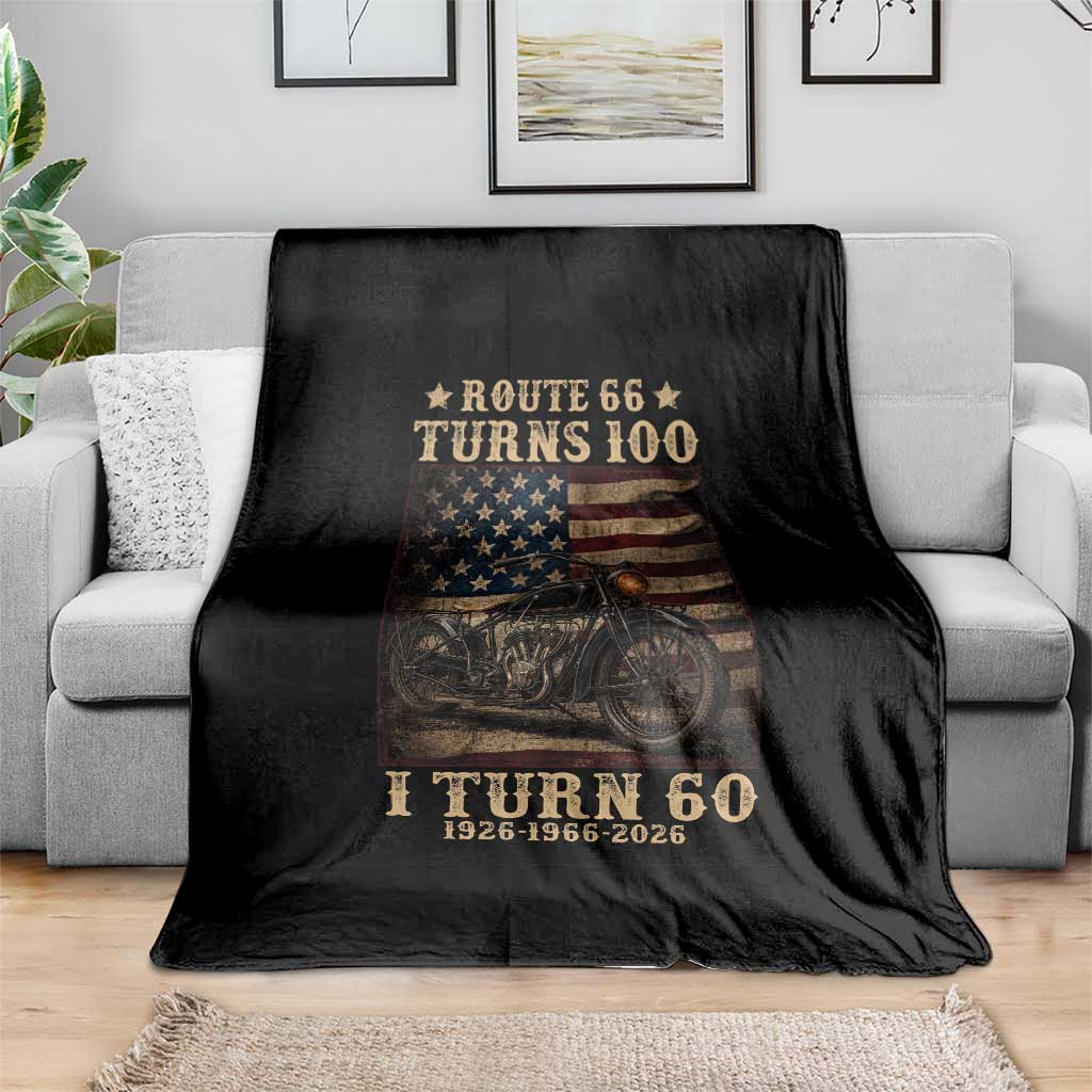 Route Highway 66 Turns 100 I Turn 60 Throw Blanket Vintage 1966 American Motorcycle Lover 60th Birthday Gift