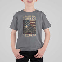 Route Highway 66 Turns 100 I Turn 60 T Shirt For Kid Vintage 1966 American Motorcycle Lover 60th Birthday Gift