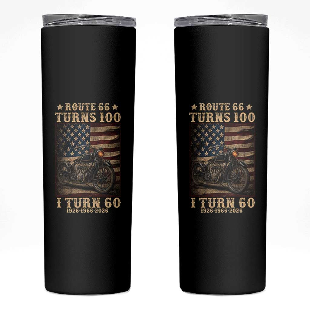 Route Highway 66 Turns 100 I Turn 60 Skinny Tumbler Vintage 1966 American Motorcycle Lover 60th Birthday Gift
