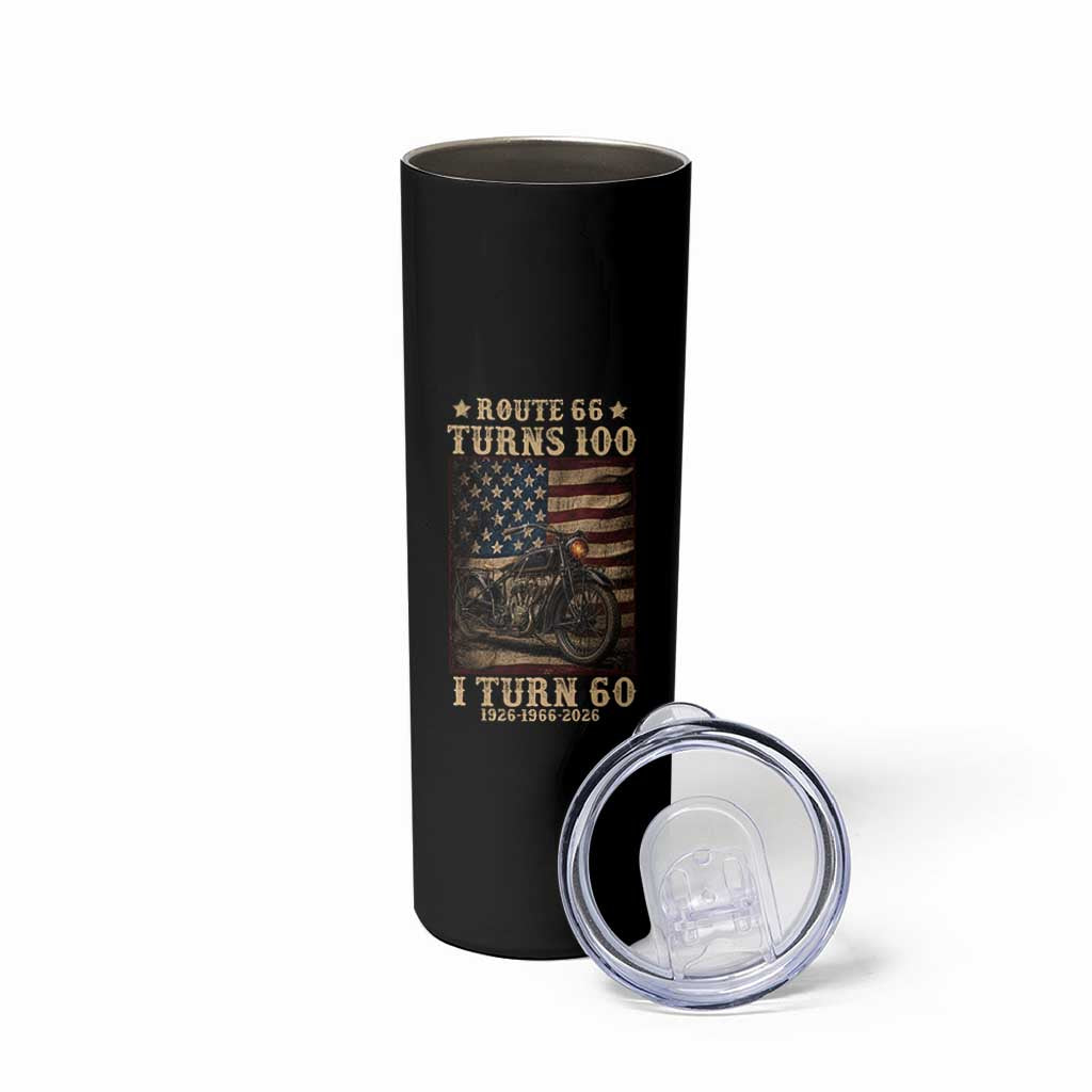 Route Highway 66 Turns 100 I Turn 60 Skinny Tumbler Vintage 1966 American Motorcycle Lover 60th Birthday Gift