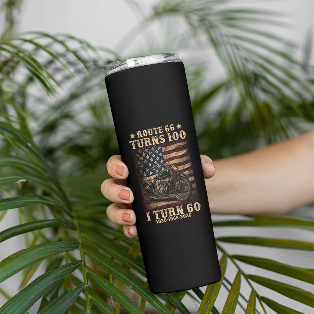 Route Highway 66 Turns 100 I Turn 60 Skinny Tumbler Vintage 1966 American Motorcycle Lover 60th Birthday Gift
