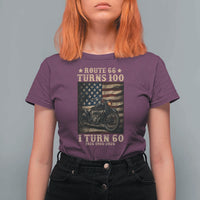 Route Highway 66 Turns 100 I Turn 60 T Shirt For Women Vintage 1966 American Motorcycle Lover 60th Birthday Gift