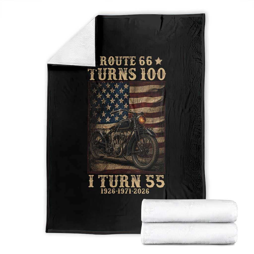 Route Highway 66 Turns 100 I Turn 55 Throw Blanket Vintage 1971 American Motorcycle Lover 55th Birthday Gift