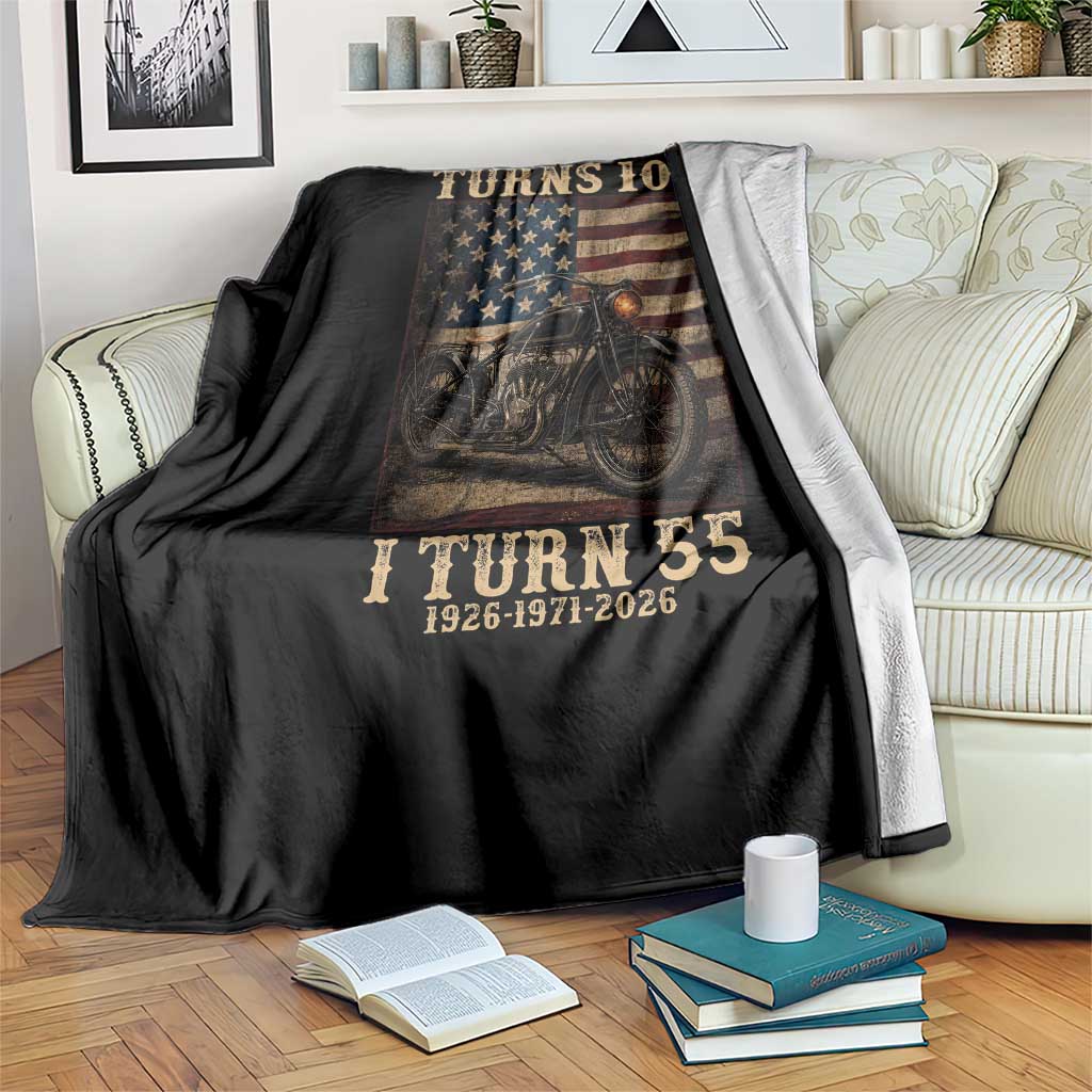 Route Highway 66 Turns 100 I Turn 55 Throw Blanket Vintage 1971 American Motorcycle Lover 55th Birthday Gift