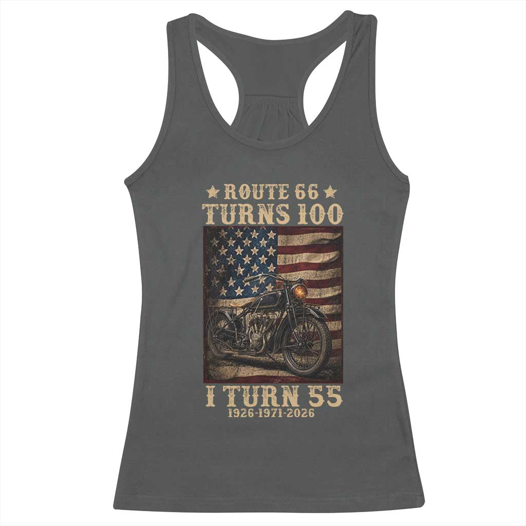 Route Highway 66 Turns 100 I Turn 55 Racerback Tank Top Vintage 1971 American Motorcycle Lover 55th Birthday Gift