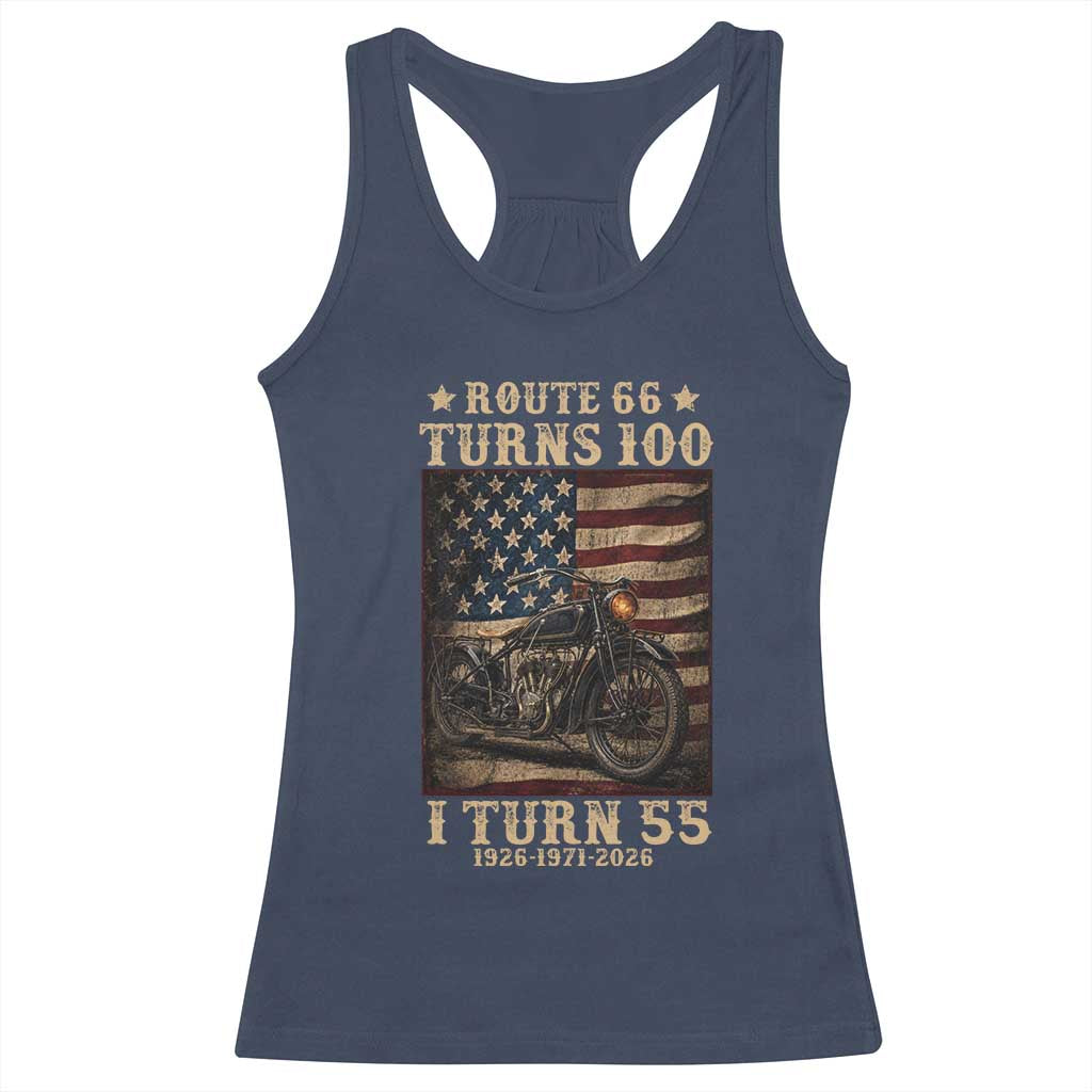 Route Highway 66 Turns 100 I Turn 55 Racerback Tank Top Vintage 1971 American Motorcycle Lover 55th Birthday Gift