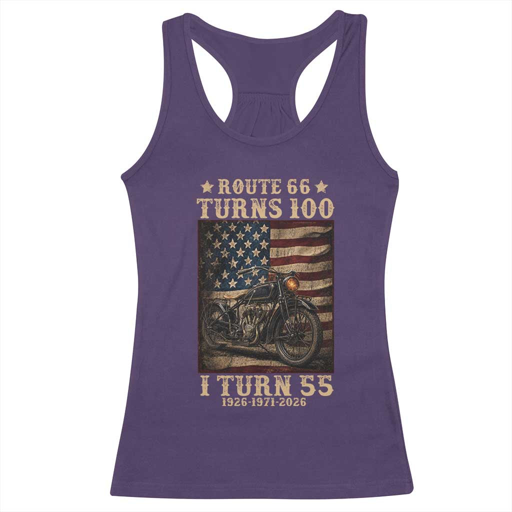 Route Highway 66 Turns 100 I Turn 55 Racerback Tank Top Vintage 1971 American Motorcycle Lover 55th Birthday Gift
