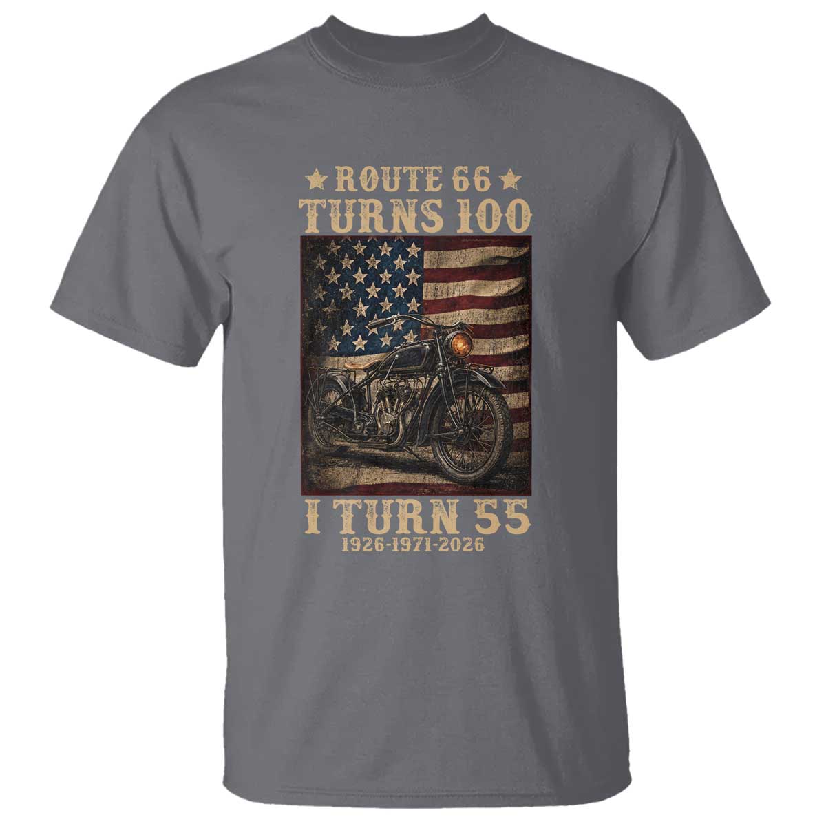 Route Highway 66 Turns 100 I Turn 55 T Shirt Vintage 1971 American Motorcycle Lover 55th Birthday Gift