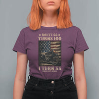 Route Highway 66 Turns 100 I Turn 55 T Shirt For Women Vintage 1971 American Motorcycle Lover 55th Birthday Gift