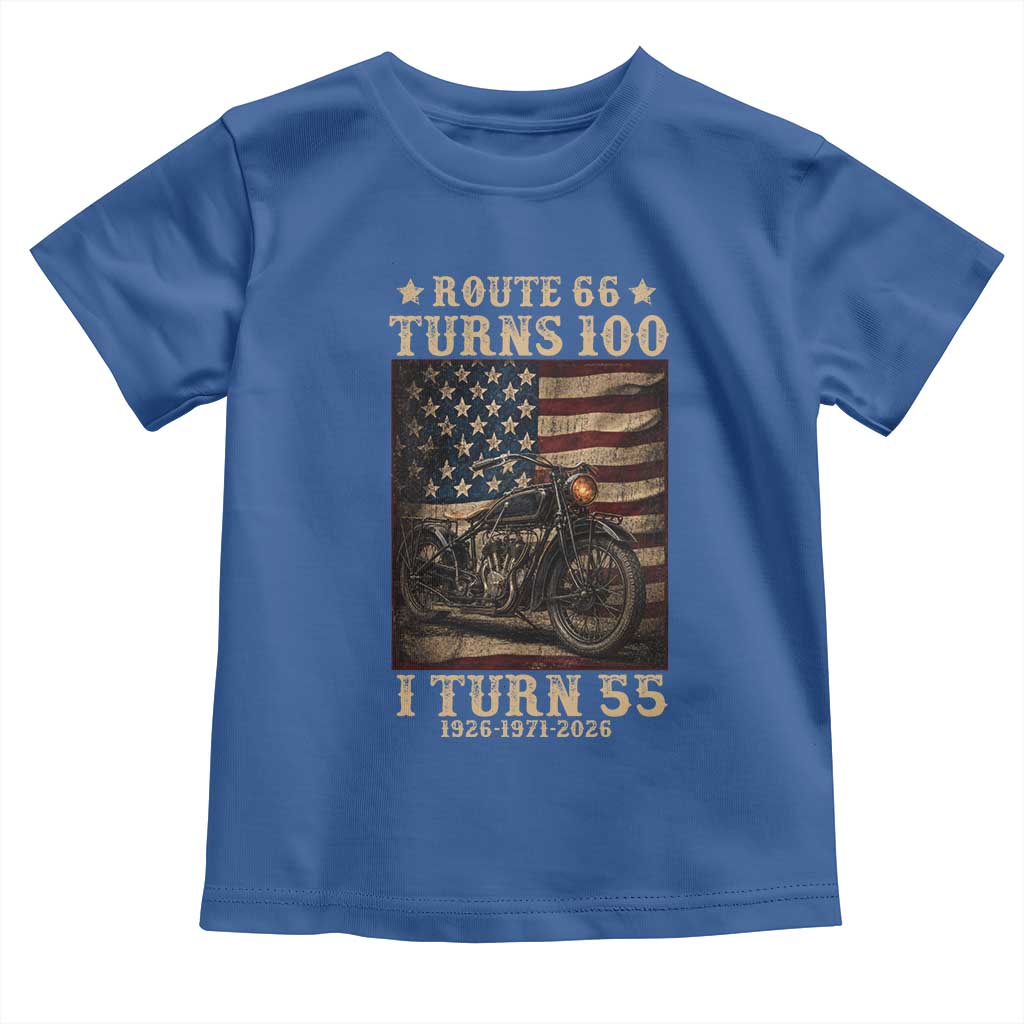 Route Highway 66 Turns 100 I Turn 55 Toddler T Shirt Vintage 1971 American Motorcycle Lover 55th Birthday Gift