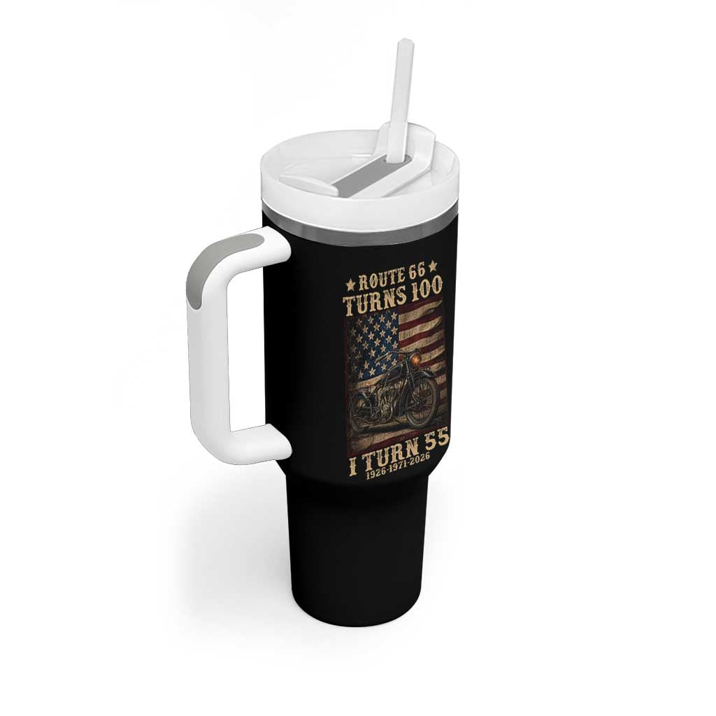 Route Highway 66 Turns 100 I Turn 55 Tumbler With Handle Vintage 1971 American Motorcycle Lover 55th Birthday Gift