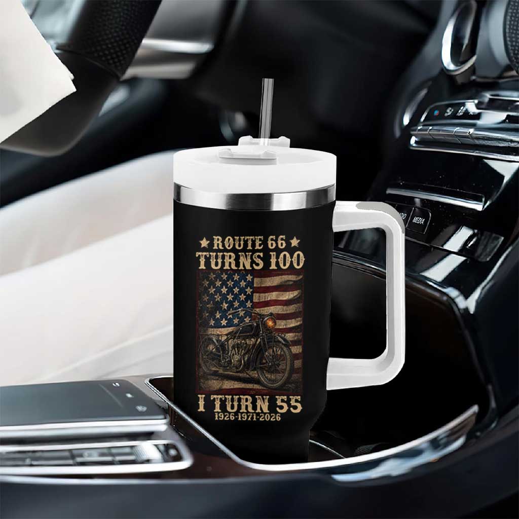 Route Highway 66 Turns 100 I Turn 55 Tumbler With Handle Vintage 1971 American Motorcycle Lover 55th Birthday Gift