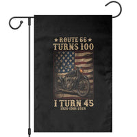 Route Highway 66 Turns 100 I Turn 45 Garden Flag Vintage 1981 American Motorcycle Lover 45th Birthday Gift