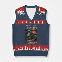 Route Highway 66 Turns 100 I Turn 45 V-Neck Knit Sweater Vest Vintage 1981 American Motorcycle Lover 45th Birthday Gift