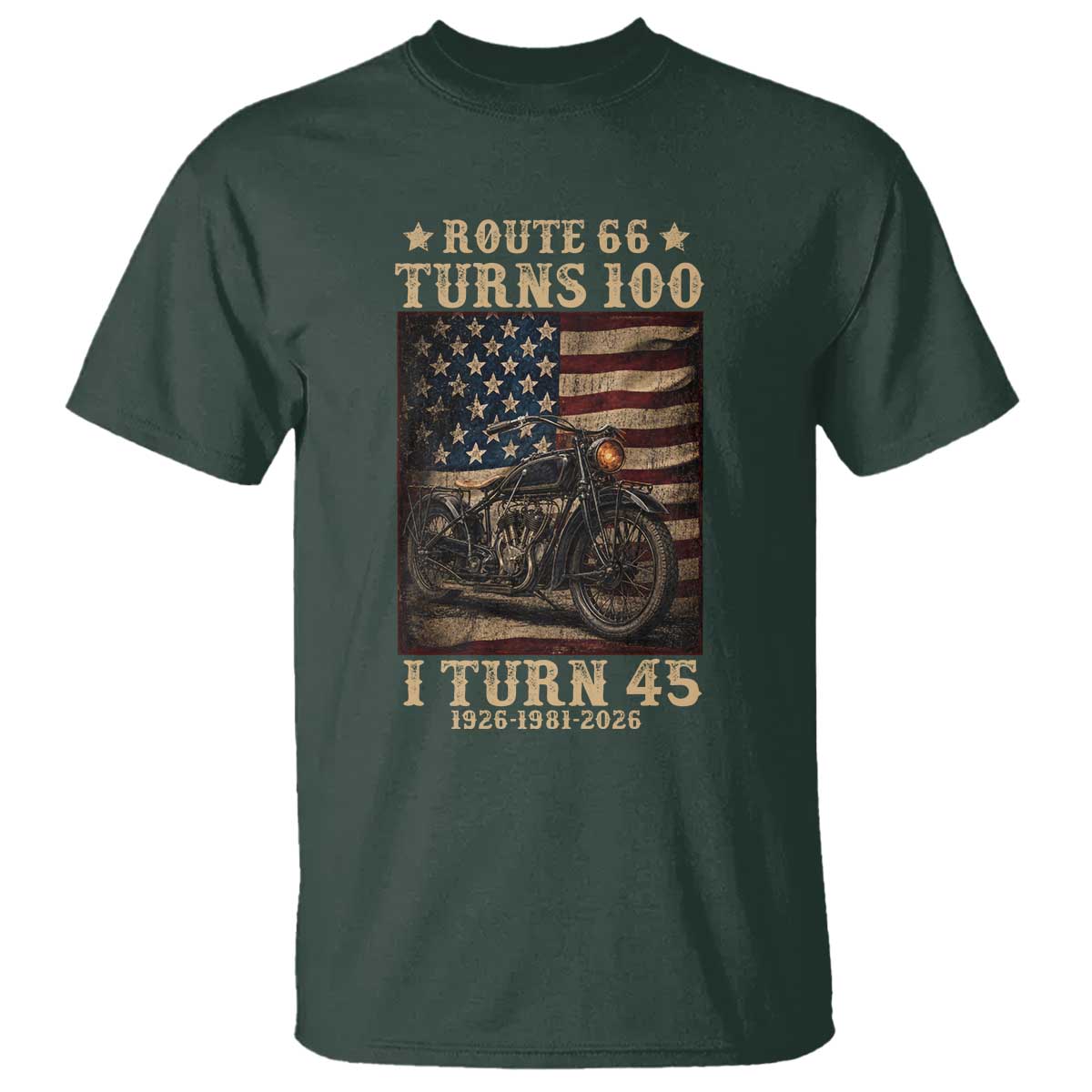 Route Highway 66 Turns 100 I Turn 45 T Shirt Vintage 1981 American Motorcycle Lover 45th Birthday Gift