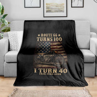 Route Highway 66 Turns 100 I Turn 40 Throw Blanket Vintage 1986 American Motorcycle Lover 40th Birthday Gift