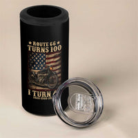 Route Highway 66 Turns 100 I Turn 40 4 in 1 Can Cooler Tumbler Vintage 1986 American Motorcycle Lover 40th Birthday Gift