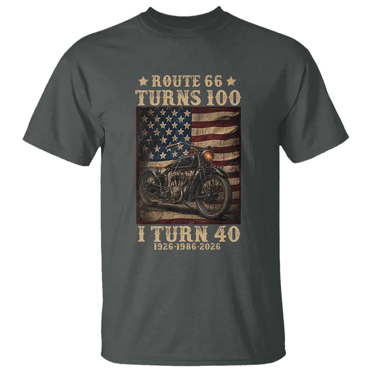 Route Highway 66 Turns 100 I Turn 40 T Shirt Vintage 1986 American Motorcycle Lover 40th Birthday Gift