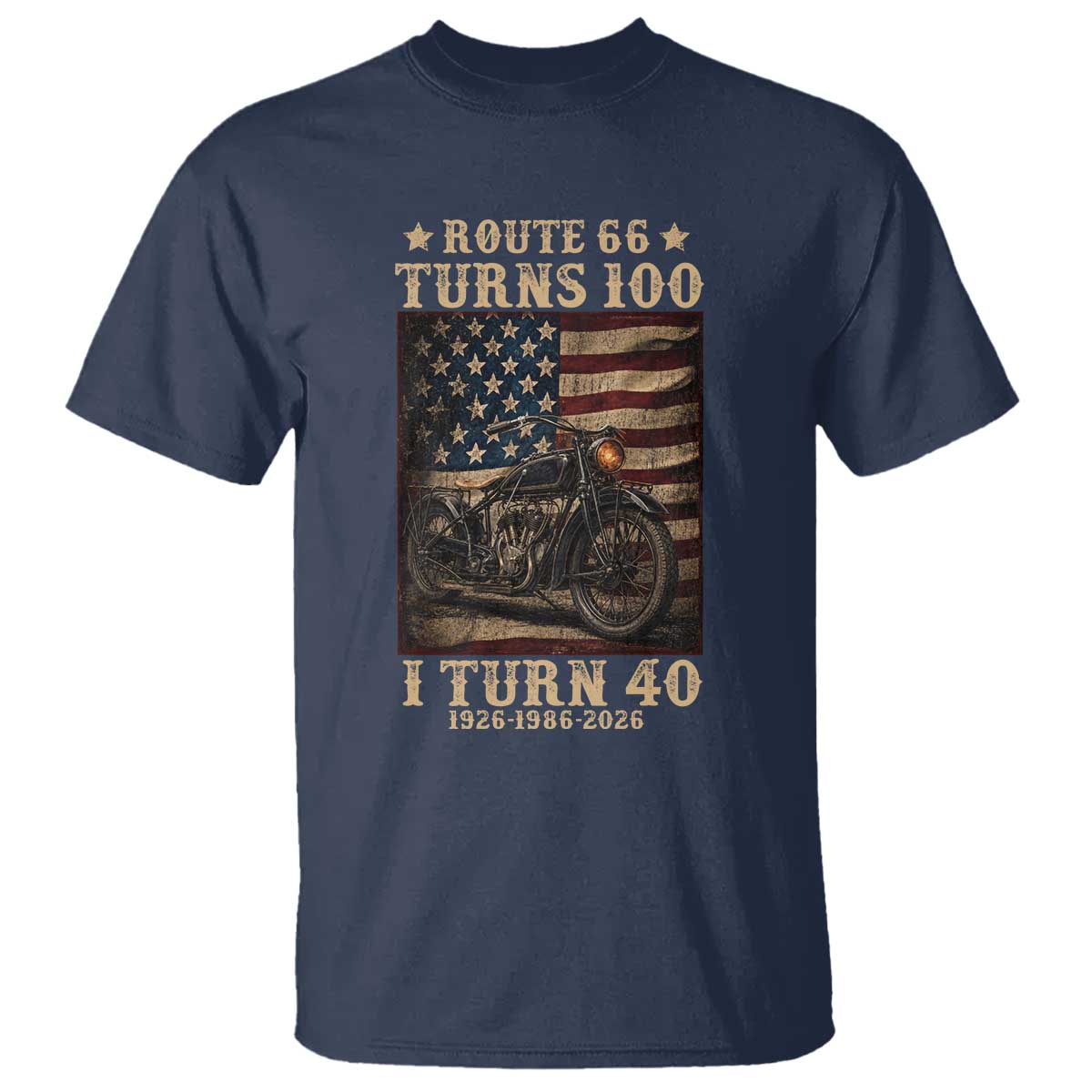 Route Highway 66 Turns 100 I Turn 40 T Shirt Vintage 1986 American Motorcycle Lover 40th Birthday Gift