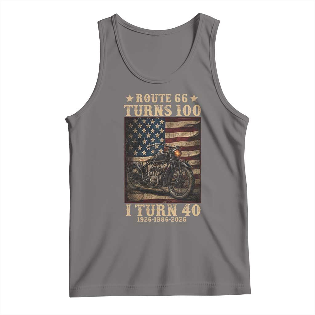 Route Highway 66 Turns 100 I Turn 40 Tank Top Vintage 1986 American Motorcycle Lover 40th Birthday Gift