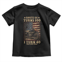 Route Highway 66 Turns 100 I Turn 40 Toddler T Shirt Vintage 1986 American Motorcycle Lover 40th Birthday Gift