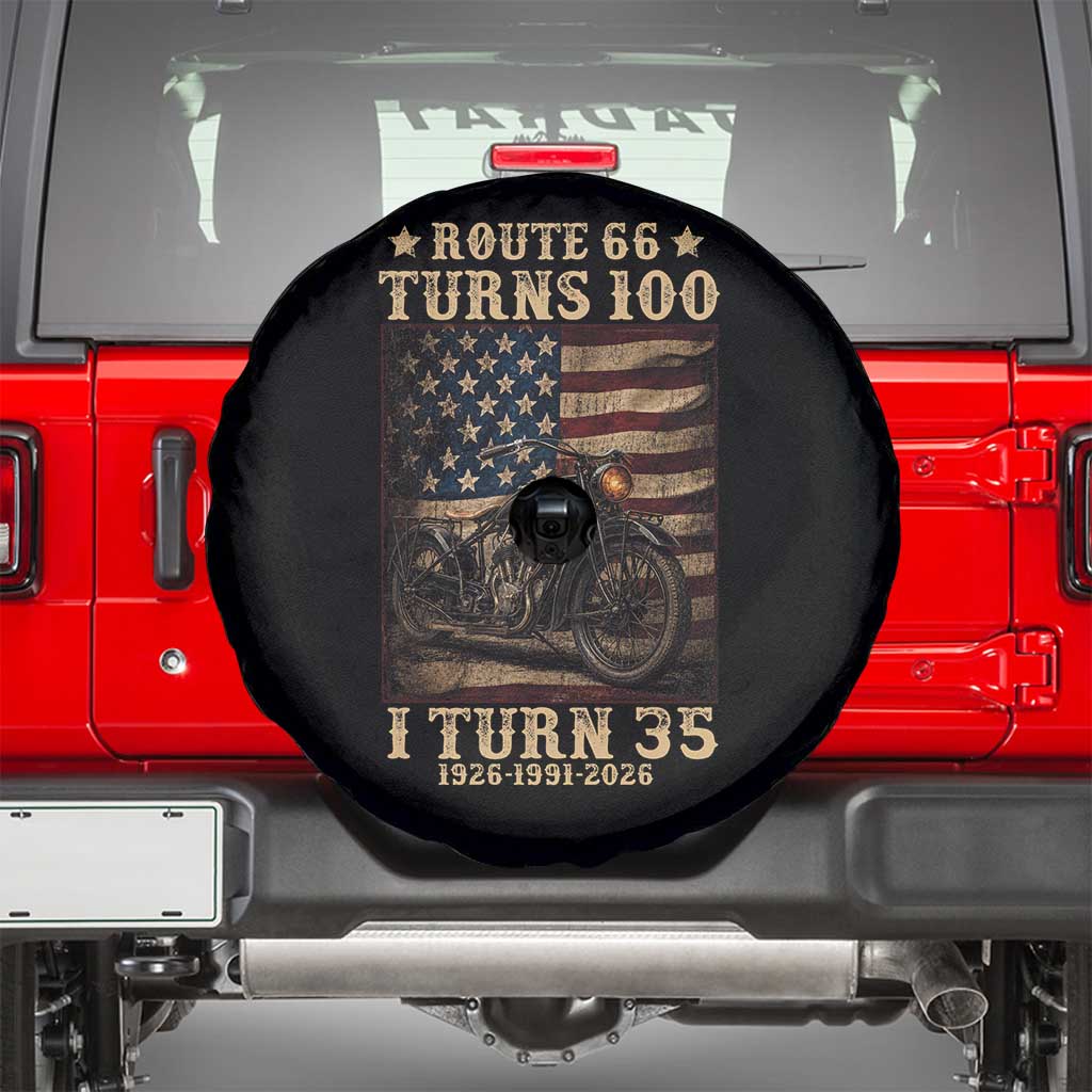 Route Highway 66 Turns 100 I Turn 35 Spare Tire Cover Vintage 1991 American Motorcycle Lover 35th Birthday Gift