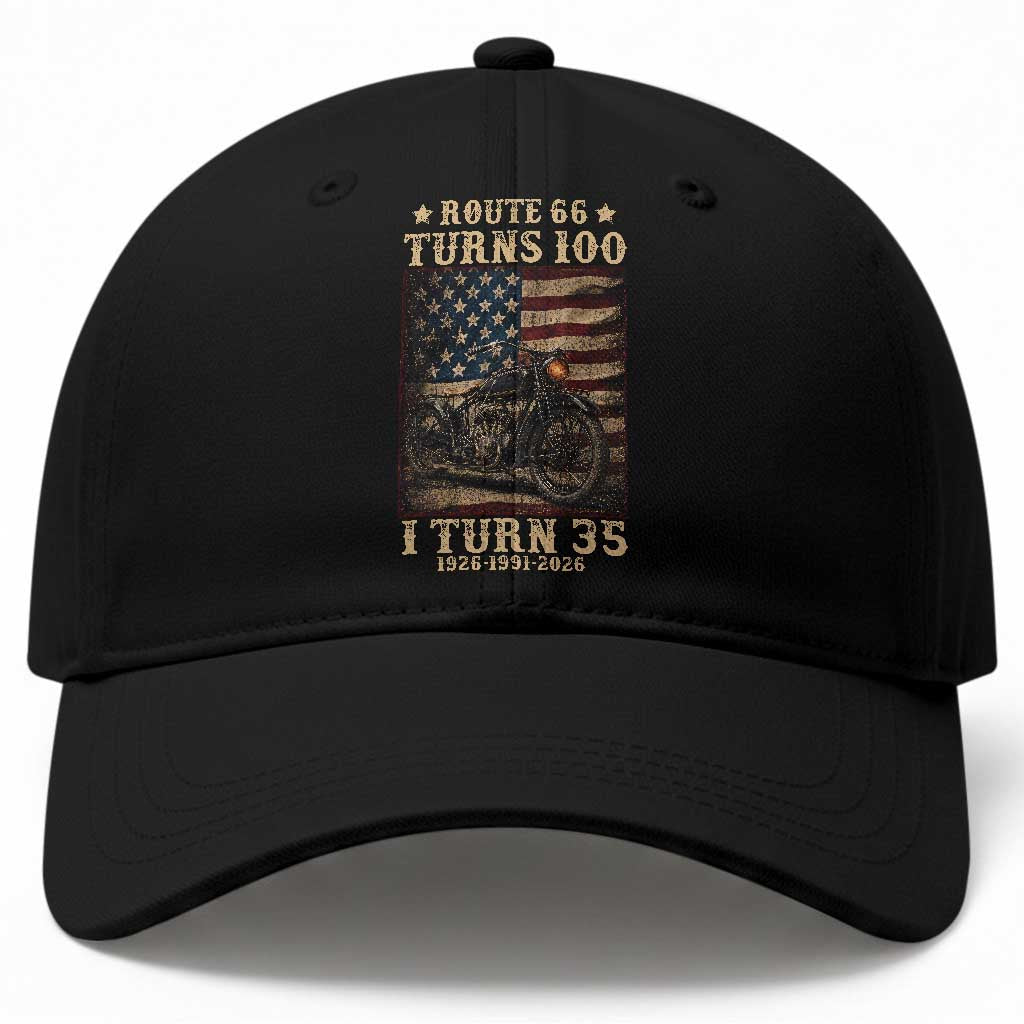 Route Highway 66 Turns 100 I Turn 35 Baseball Cap Vintage 1991 American Motorcycle Lover 35th Birthday Gift