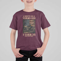 Route Highway 66 Turns 100 I Turn 35 T Shirt For Kid Vintage 1991 American Motorcycle Lover 35th Birthday Gift