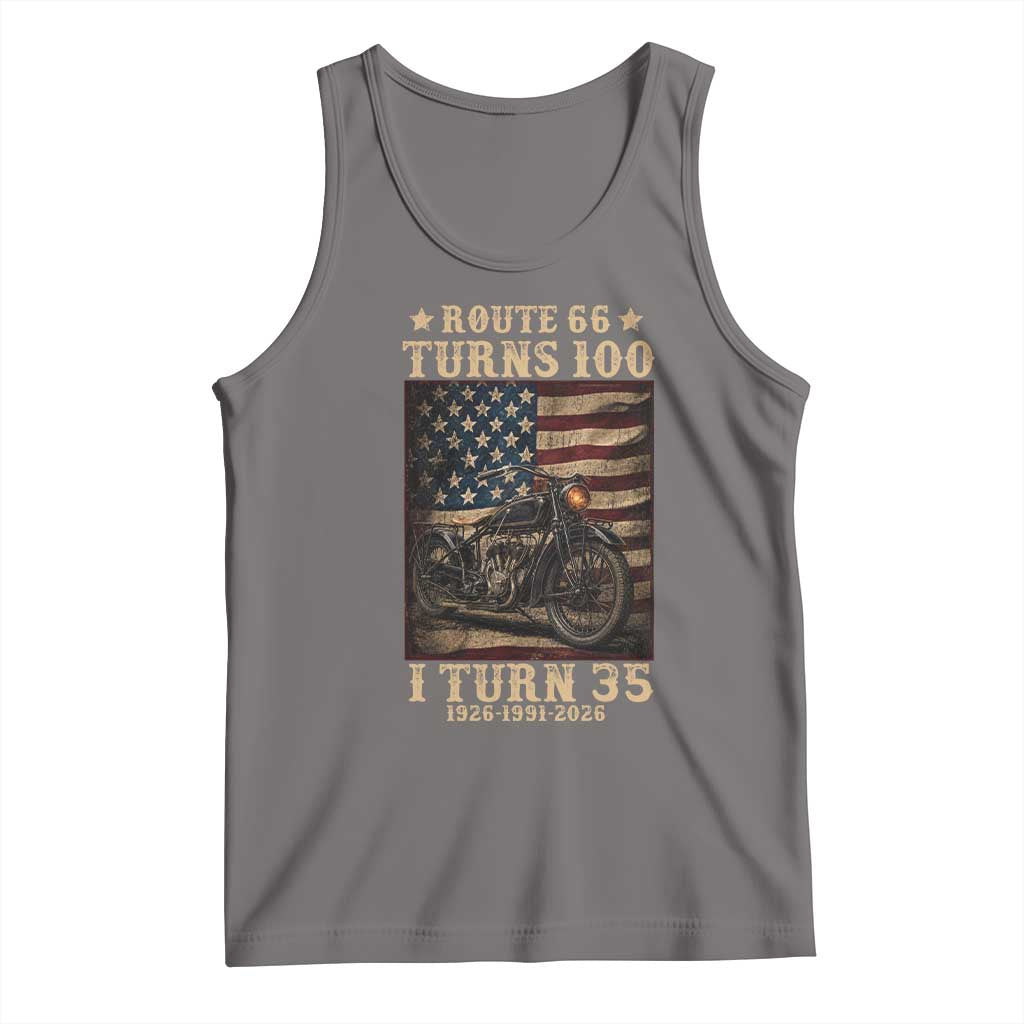 Route Highway 66 Turns 100 I Turn 35 Tank Top Vintage 1991 American Motorcycle Lover 35th Birthday Gift