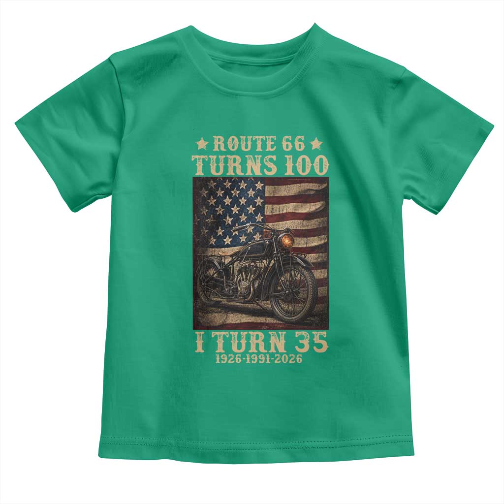 Route Highway 66 Turns 100 I Turn 35 Toddler T Shirt Vintage 1991 American Motorcycle Lover 35th Birthday Gift