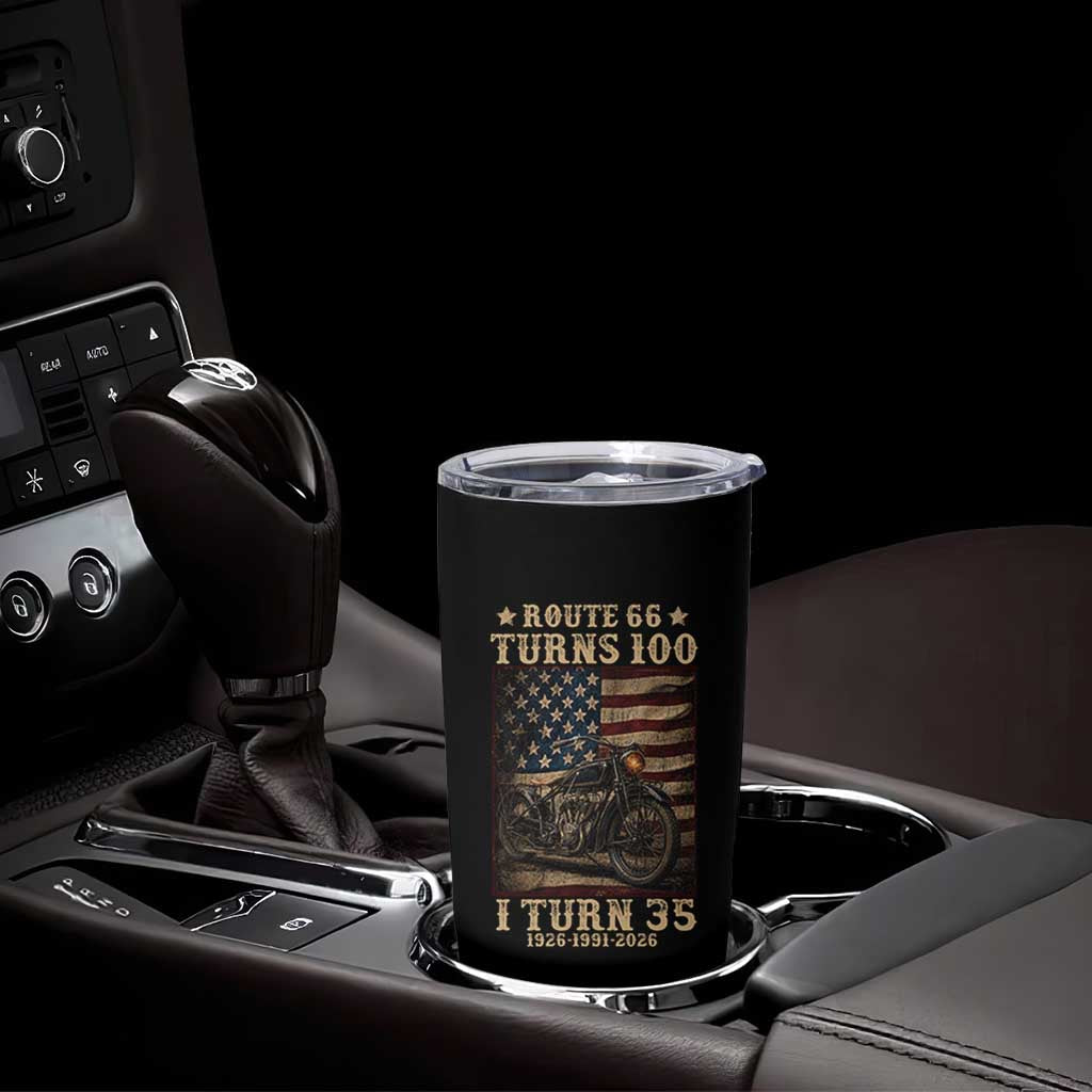 Route Highway 66 Turns 100 I Turn 35 Tumbler Cup Vintage 1991 American Motorcycle Lover 35th Birthday Gift
