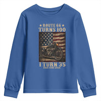Route Highway 66 Turns 100 I Turn 35 Youth Sweatshirt Vintage 1991 American Motorcycle Lover 35th Birthday Gift