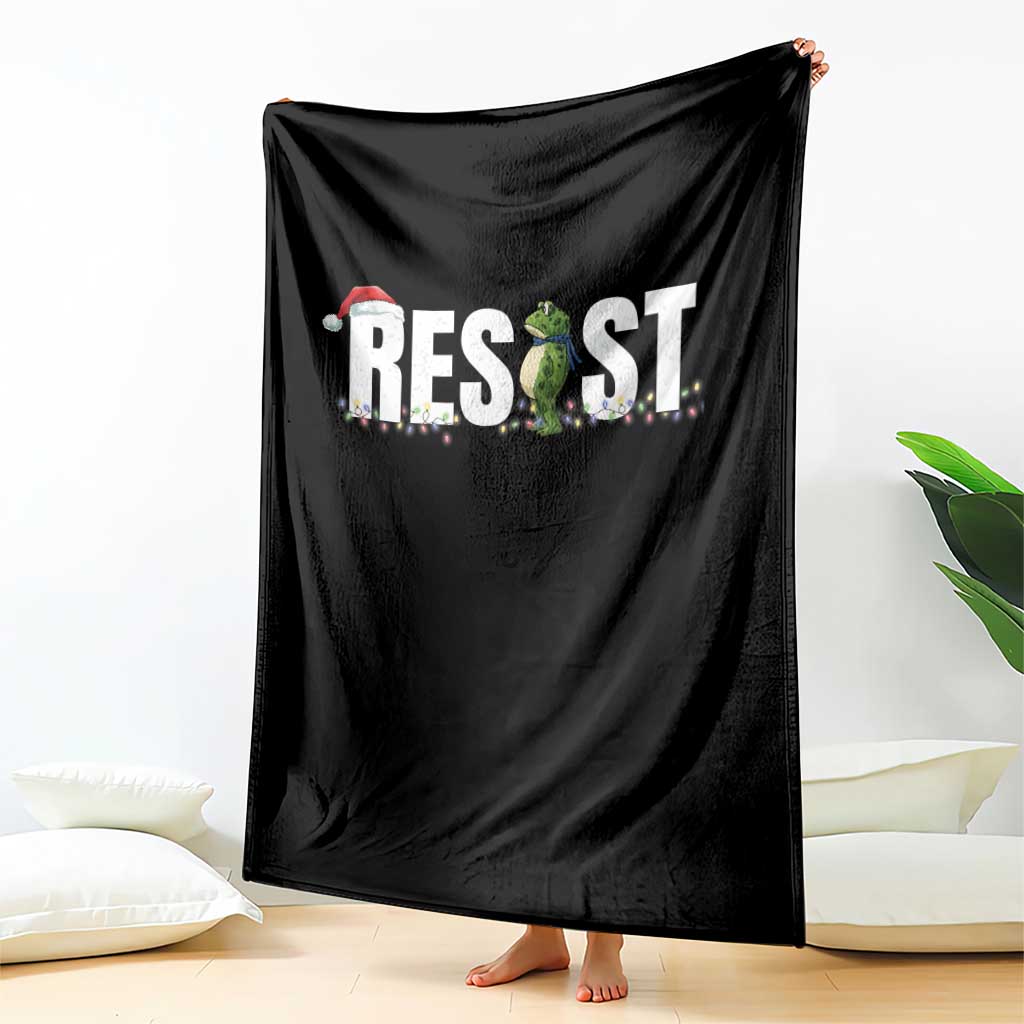 Resist Frog Christmas Throw Blanket Funny Portland Protest ICE Activist Meme 2025 - Wonder Print Shop