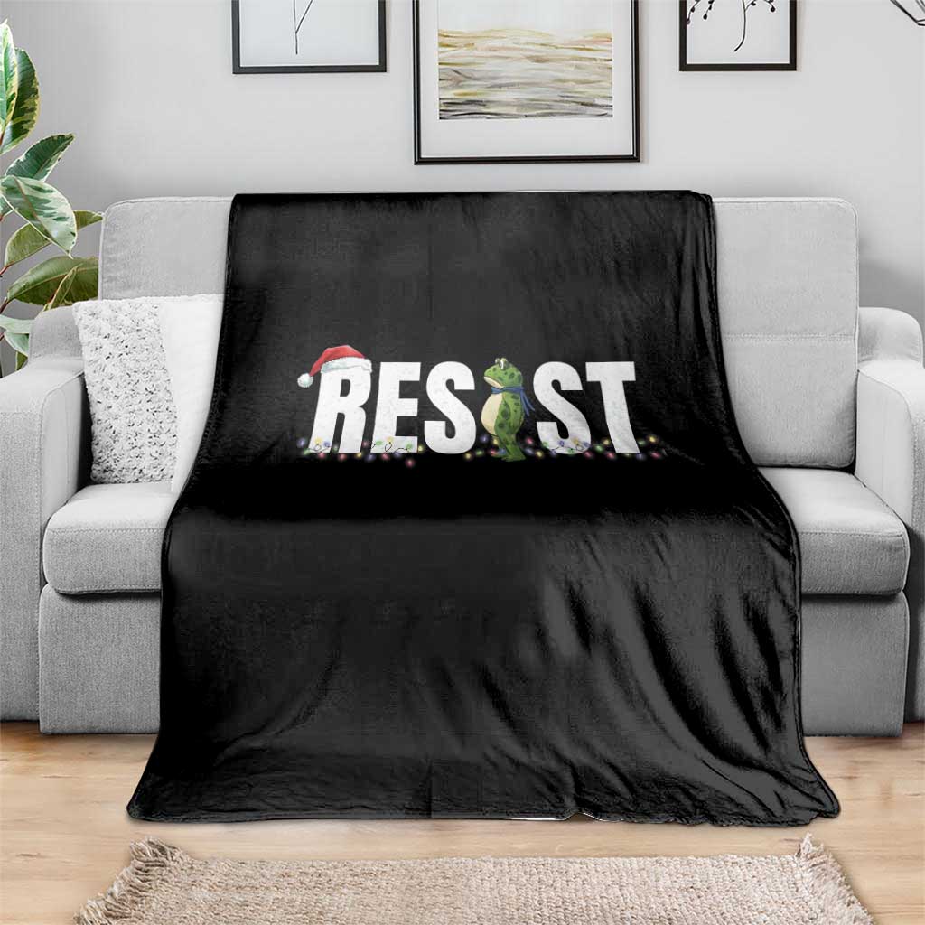 Resist Frog Christmas Throw Blanket Funny Portland Protest ICE Activist Meme 2025 - Wonder Print Shop