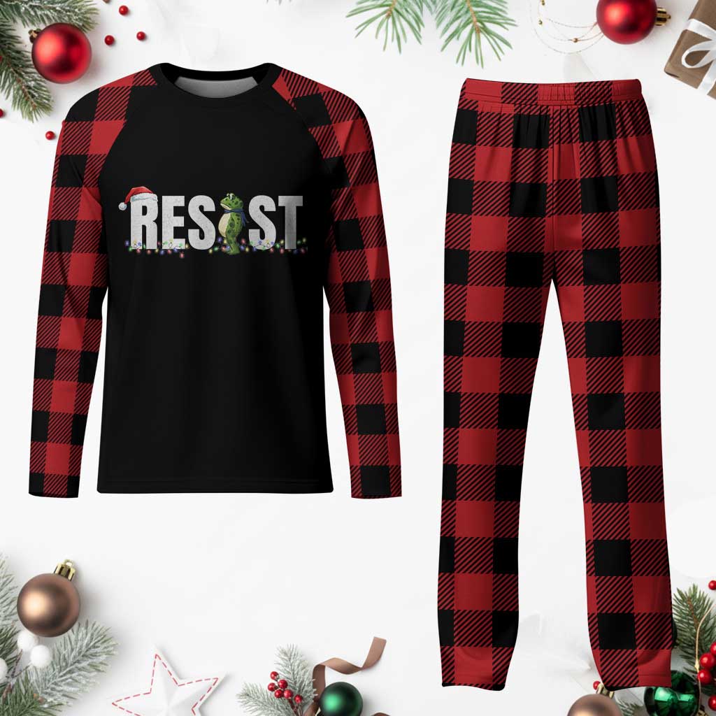 Resist Frog Christmas Plaid Pajama Set Funny Portland Protest ICE Activist Meme 2025 - Wonder Print Shop
