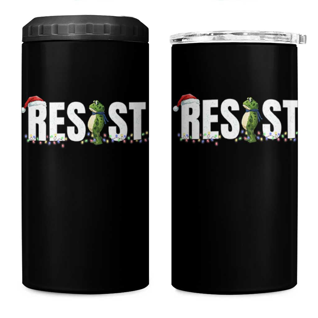 Resist Frog Christmas 4 in 1 Can Cooler Tumbler Funny Portland Protest ICE Activist Meme 2025 - Wonder Print Shop
