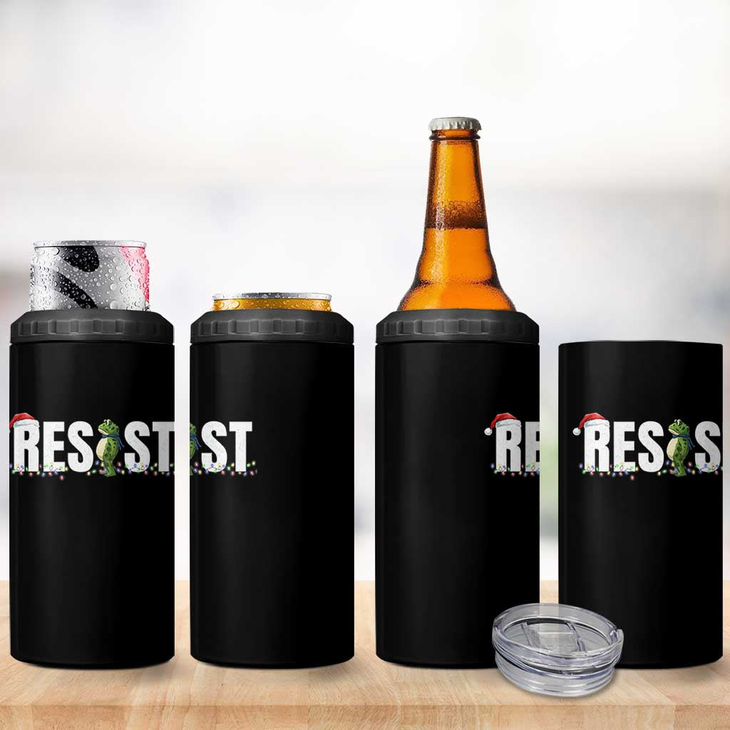 Resist Frog Christmas 4 in 1 Can Cooler Tumbler Funny Portland Protest ICE Activist Meme 2025 - Wonder Print Shop