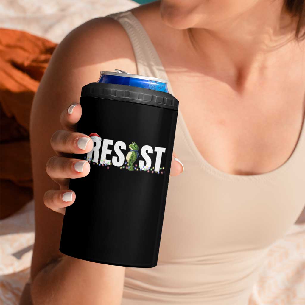 Resist Frog Christmas 4 in 1 Can Cooler Tumbler Funny Portland Protest ICE Activist Meme 2025 - Wonder Print Shop