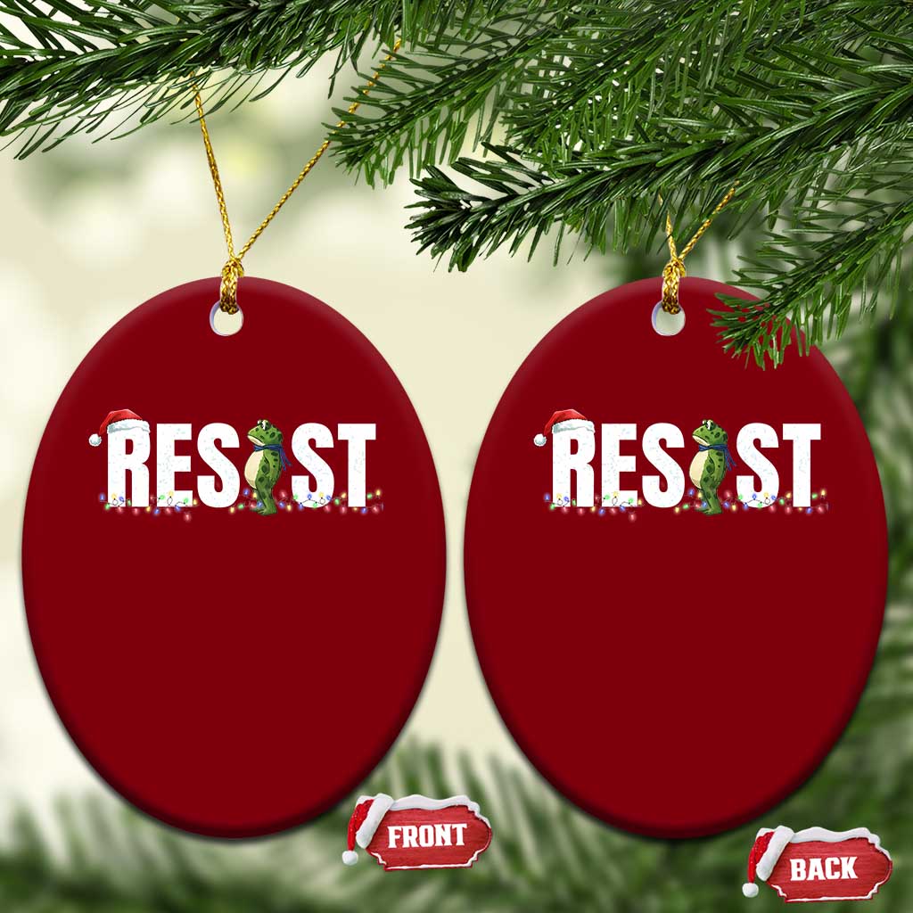 Resist Frog Xmas Ceramic Ornament Funny Portland Protest ICE Activist Meme 2025 - Wonder Print Shop