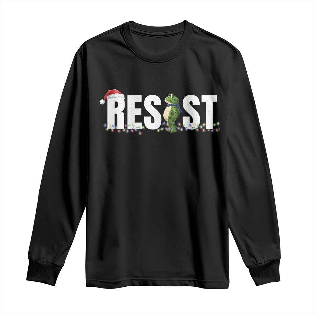 Resist Frog Christmas Long Sleeve Shirt Funny Portland Protest ICE Activist Meme 2025 - Wonder Print Shop